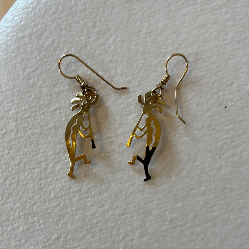 Gold Kokopelli Earrings